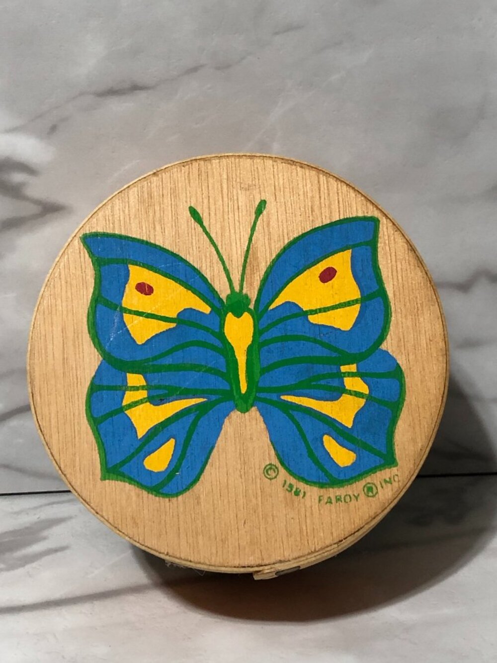 Vintage Stamped 1981 FAROY Butterfly Nesting/Cheese/Stacking Box